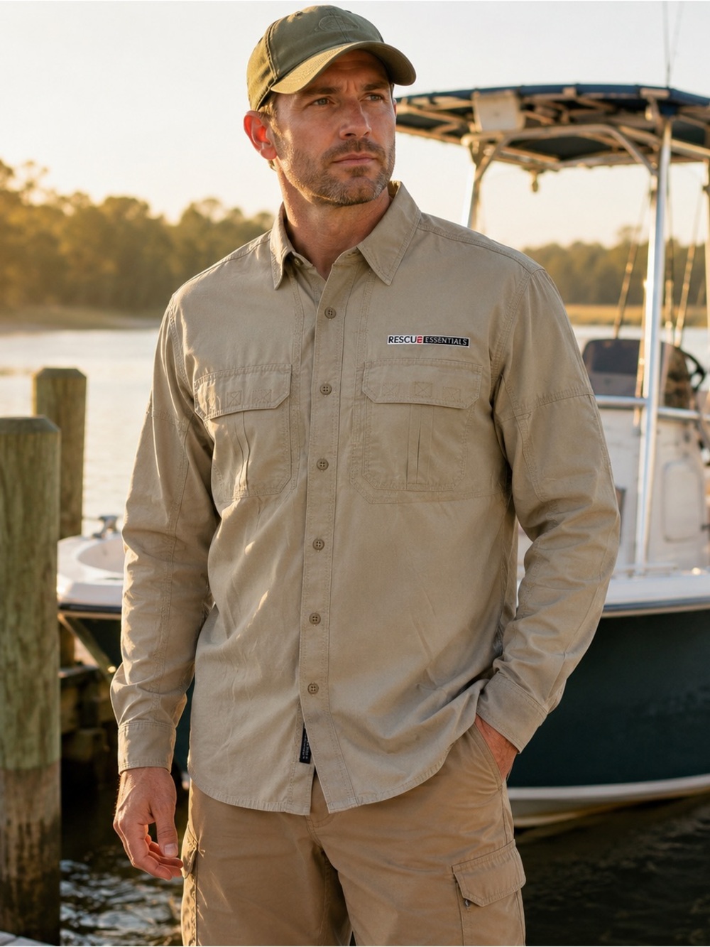 5.11 Tactical Rescue Essentials Vented Fishing Shirt LT Khaki Utility Shirt